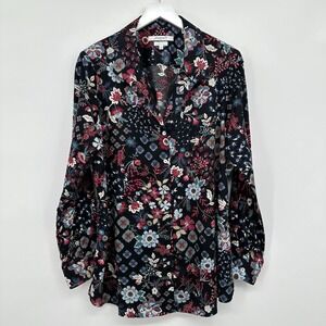 Foxcroft Tunic Top Shirt Size‎ 16 Shaped Wrinkle Free Button Up Boho Statement